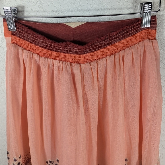 Free People Off The Grid Culottes Sheer Floral Wide Leg Peach Cropped Pa… - Picture 8 of 10